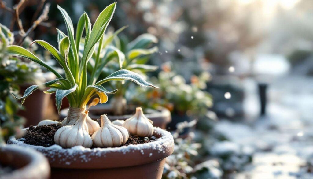 Ce que les jardiniers britanniques font de leurs plantes en hiver (ail en pot, pommier nain…) et que la plupart d’entre nous fait à l’envers