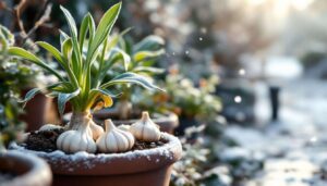 Ce que les jardiniers britanniques font de leurs plantes en hiver (ail en pot, pommier nain…) et que la plupart d’entre nous fait à l’envers
