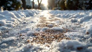 En cas de verglas, ne jetez plus de sel : ces 2 ingrédients naturels évitent les chutes sans tuer la pelouse