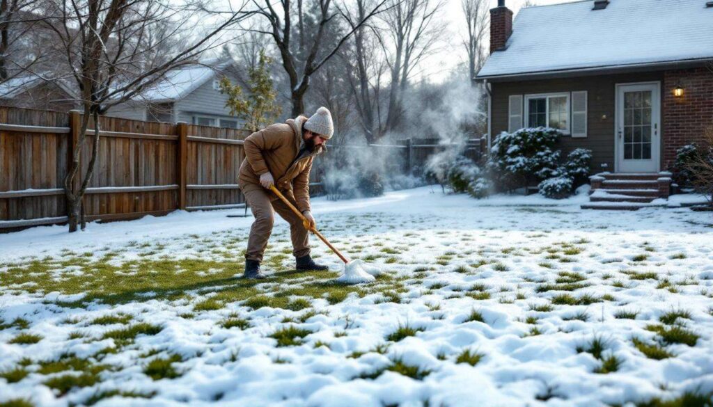 Pourquoi certains n’hésitent pas à verser du liquide vaisselle sur leur pelouse en hiver