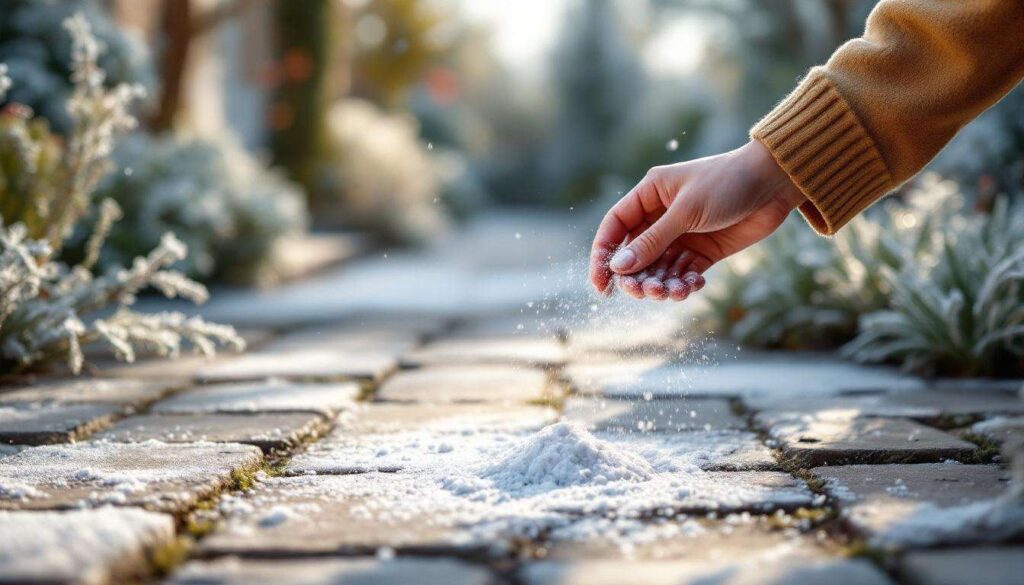 Les jardiniers lâchent les désherbants : cette poudre blanche du placard, utilisée en hiver, fait des miracles sur les terrasses