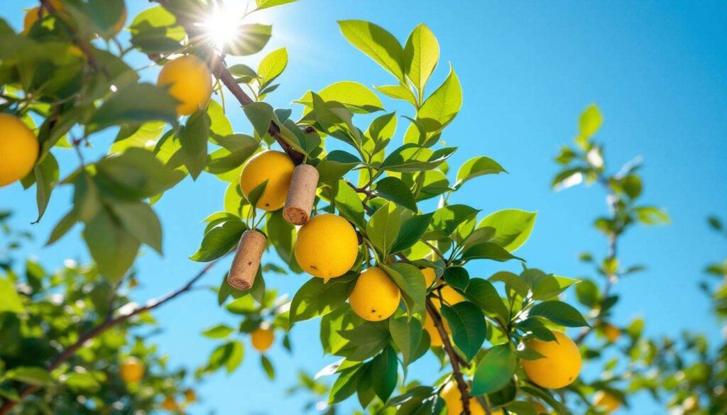 Pourquoi il est conseillé d’accrocher des bouchons en liège aux branches des citronniers